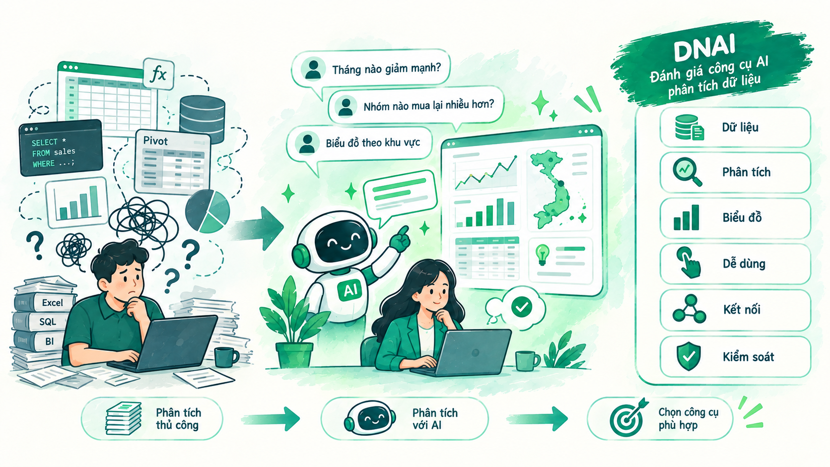AI phân tích dữ liệu khác gì công cụ phân tích truyền thống?
