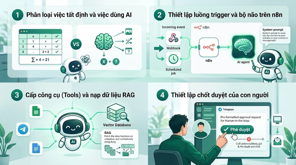 Quy trình ai agent build gồm những bước nào?