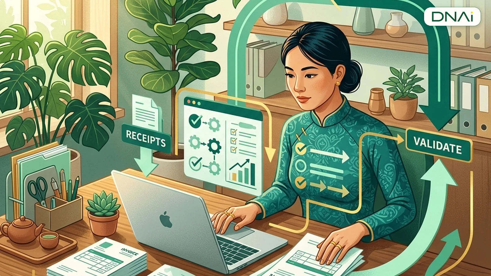 Minh họa nhân sự kế toán SME chuẩn bị hồ sơ và kiểm tra dữ liệu