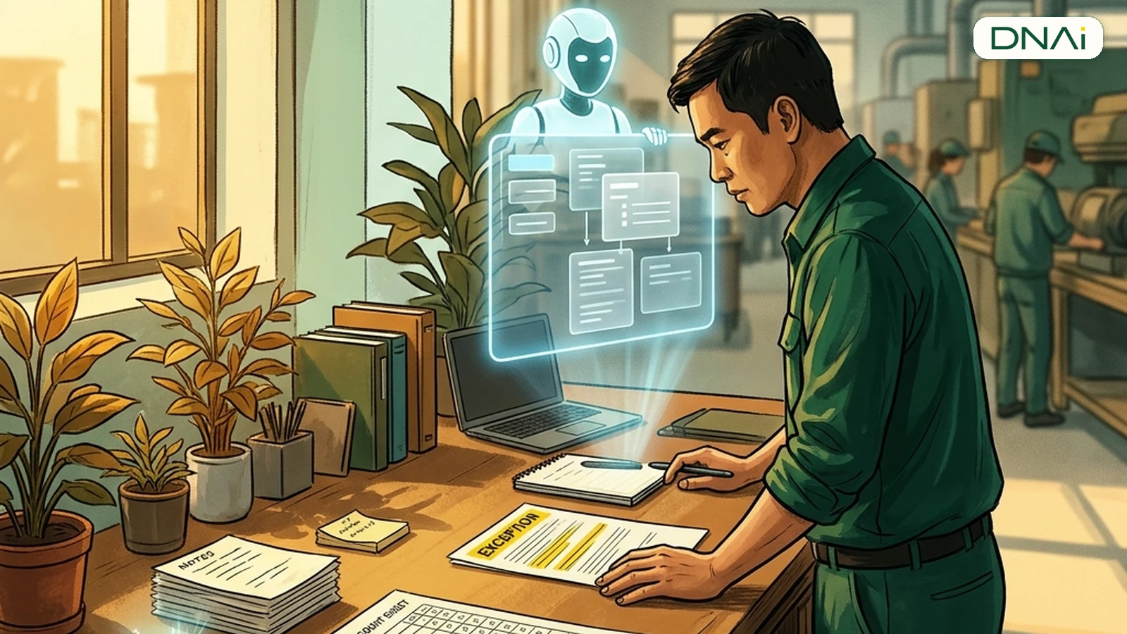 Giám sát viên tổng hợp ghi chú giao ca và kiểm tra ngoại lệ với trợ lý AI