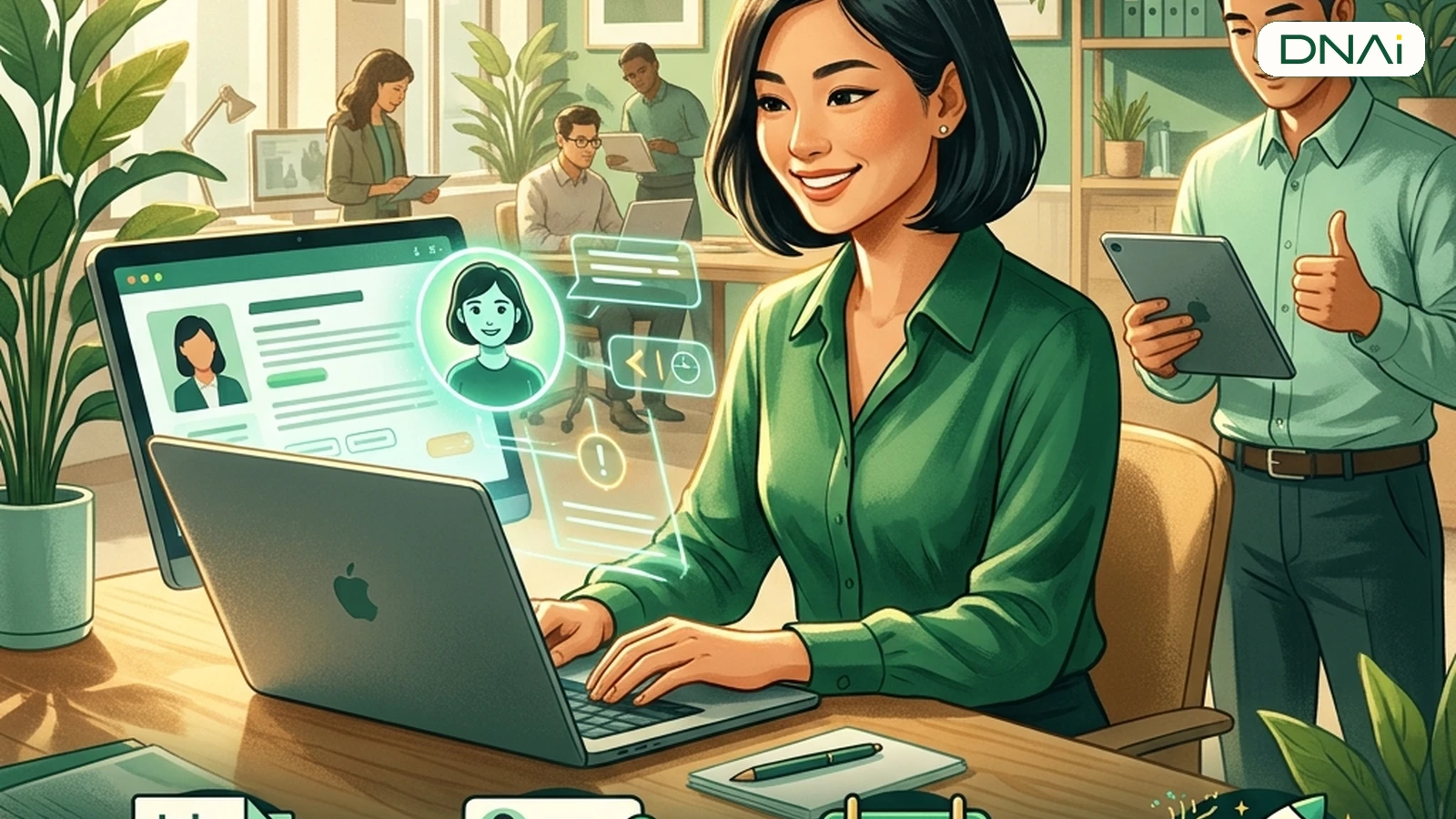 Chuyên viên HR rà soát hồ sơ ứng viên đã ẩn danh cùng trợ lý AI