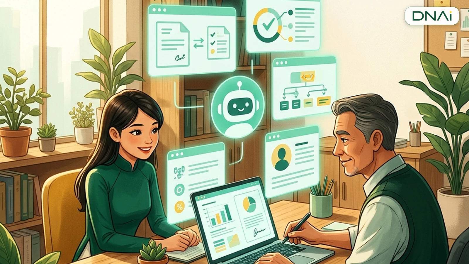 Quản lý SME và nhân viên sales cùng rà soát báo giá với AI